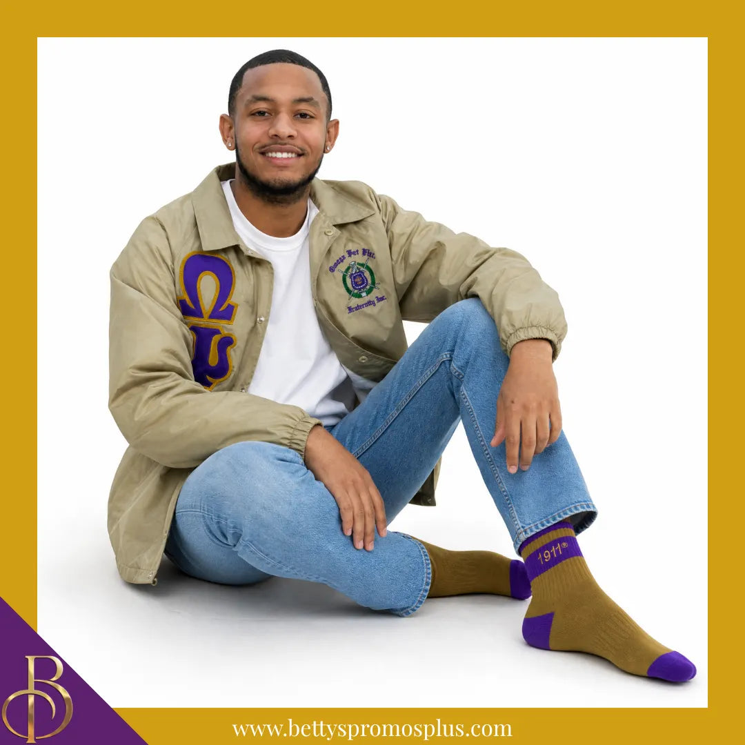 Omega Psi Phi ΩΨΦ 1911 Quarter Socks-Omega Psi Phi Paraphernalia-Omega Psi Phi Socks-Betty's Promos Plus