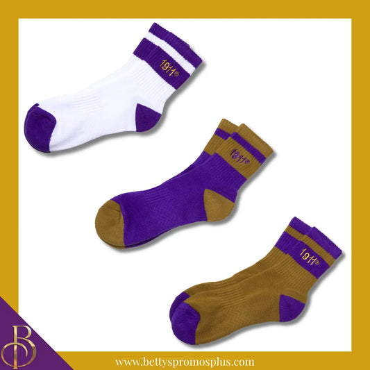 Omega Psi Phi ΩΨΦ 1911 Quarter Socks-Omega Psi Phi Paraphernalia-Omega Psi Phi Socks-Betty's Promos Plus
