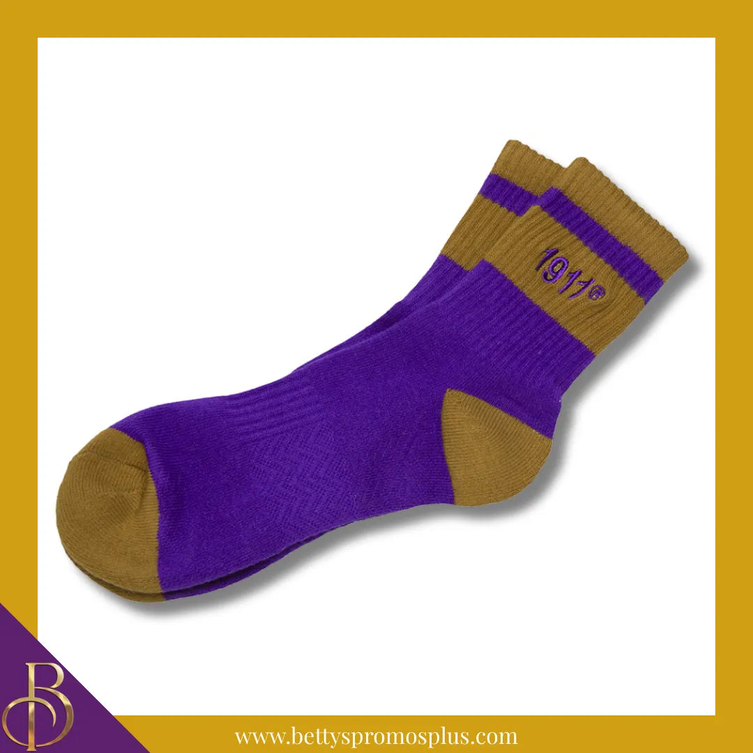 Omega Psi Phi ΩΨΦ 1911 Quarter Socks-Purple-Omega Psi Phi Paraphernalia-Omega Psi Phi Socks-Betty's Promos Plus
