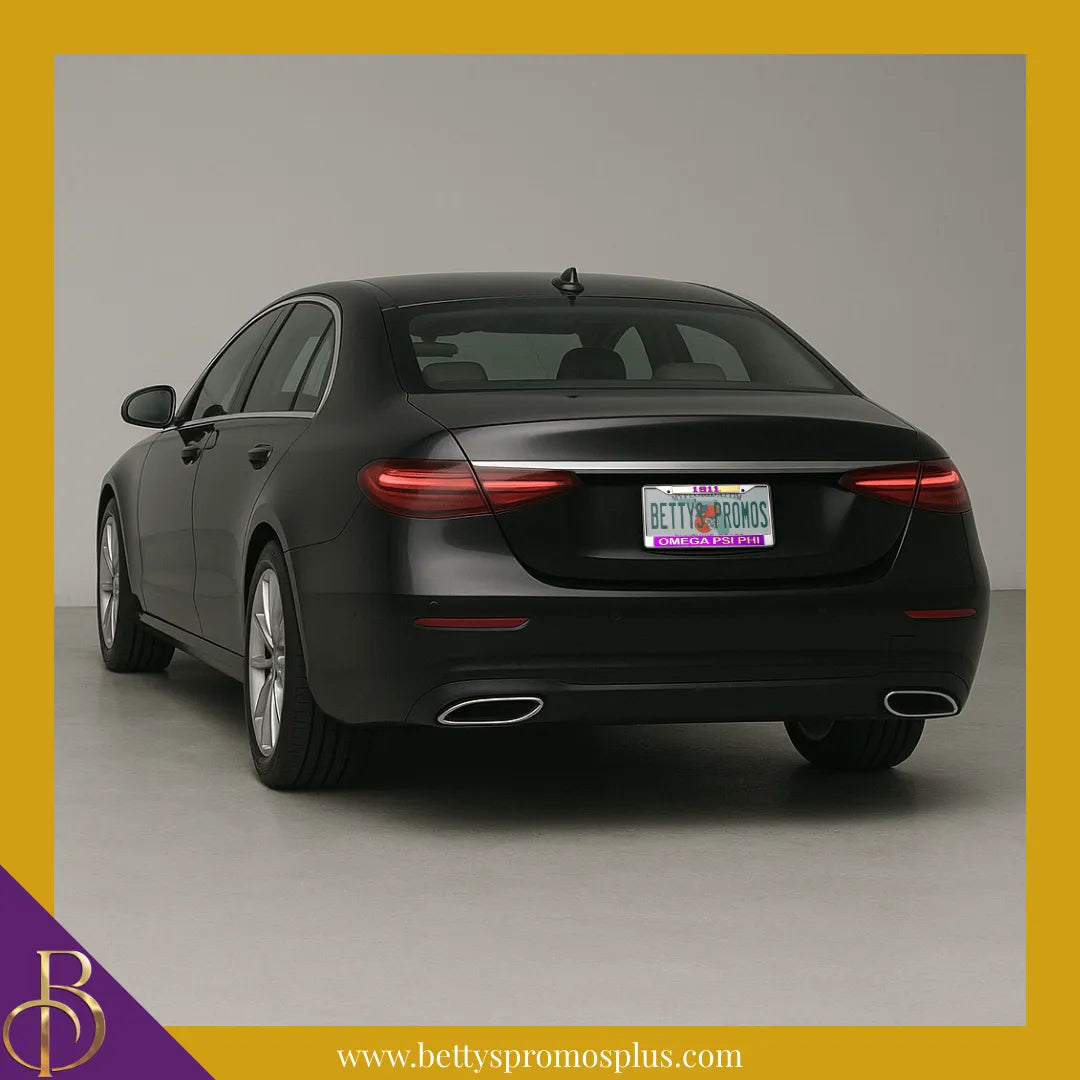 Omega Psi Phi ΩΨΦ 1911 Top Chrome Laser Engraved Mirrored Acrylic Auto Tag License Plate Frame-Omega Psi Phi Paraphernalia-Omega Psi Phi Auto Tag Frame-Betty's Promos Plus
