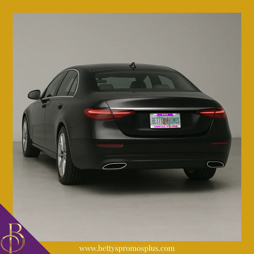 Omega Psi Phi ΩΨΦ 1911 Top Chrome Laser Engraved Mirrored Acrylic Auto Tag License Plate Frame-Omega Psi Phi Paraphernalia-Omega Psi Phi Auto Tag Frame-Betty's Promos Plus
