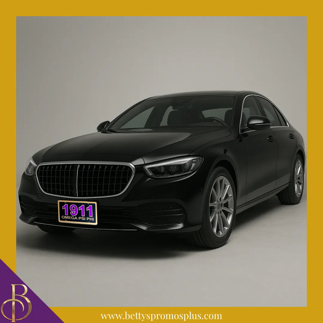 Omega Psi Phi ΩΨΦ 1911 with Omega Psi Phi Laser Engraved Mirrored Acrylic Auto Tag License Plate-Omega Psi Phi Paraphernalia-Omega Psi Phi Auto Tag-Betty's Promos Plus