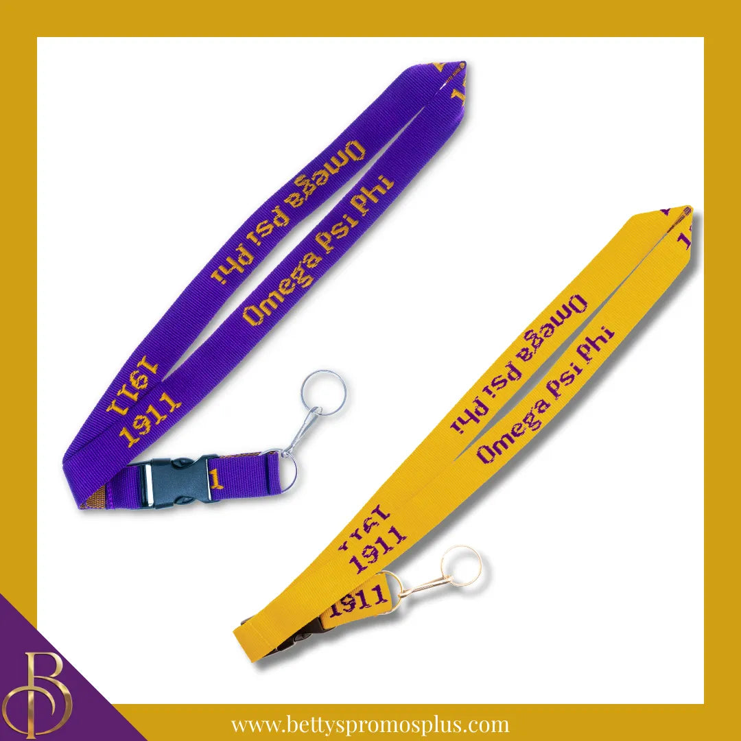 Omega Psi Phi ΩΨΦ 1911 Woven Embroidered Lanyard-Omega Psi Phi Paraphernalia-Omega Psi Phi Lanyards-Betty's Promos Plus