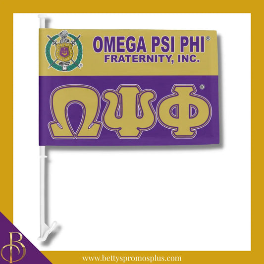 Omega Psi Phi ΩΨΦ 2-sided 12.5"x18" Car Flag-18"x12.5"-Omega Psi Phi Paraphernalia-Omega Psi Phi Car Flag-Betty's Promos Plus