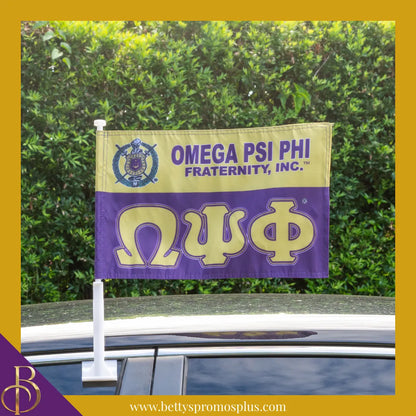 Omega Psi Phi ΩΨΦ 2-sided 12.5"x18" Car Flag-Omega Psi Phi Paraphernalia-Omega Psi Phi Car Flag-Betty's Promos Plus