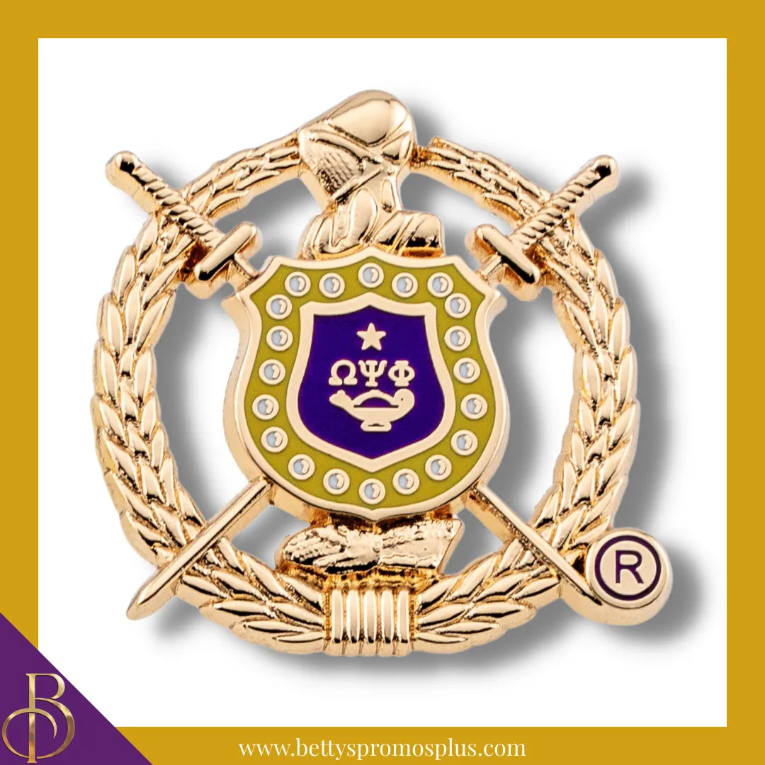 Omega Psi Phi ΩΨΦ 3D Color Shield Greek Fraternity Lapel Pin-Gold-Omega Psi Phi Paraphernalia-Omega Psi Phi Lapel Pin-Betty's Promos Plus
