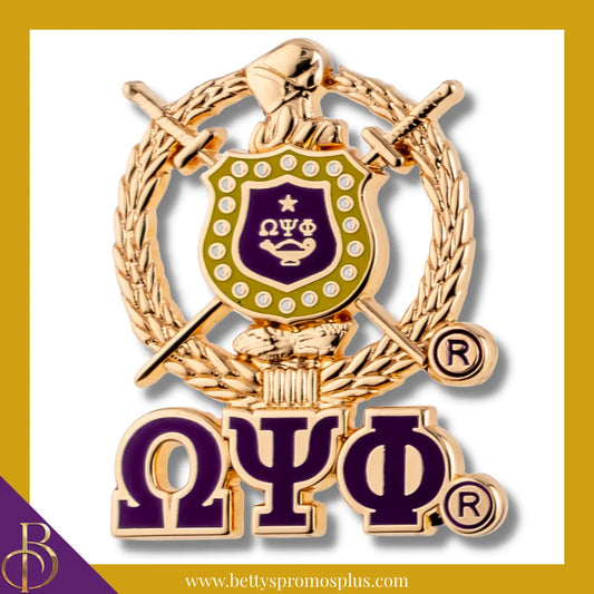Omega Psi Phi ΩΨΦ 3D Color Shield with Letters Greek Fraternity Lapel Pin-Gold-Omega Psi Phi Paraphernalia-Omega Psi Phi Lapel Pin-Betty's Promos Plus