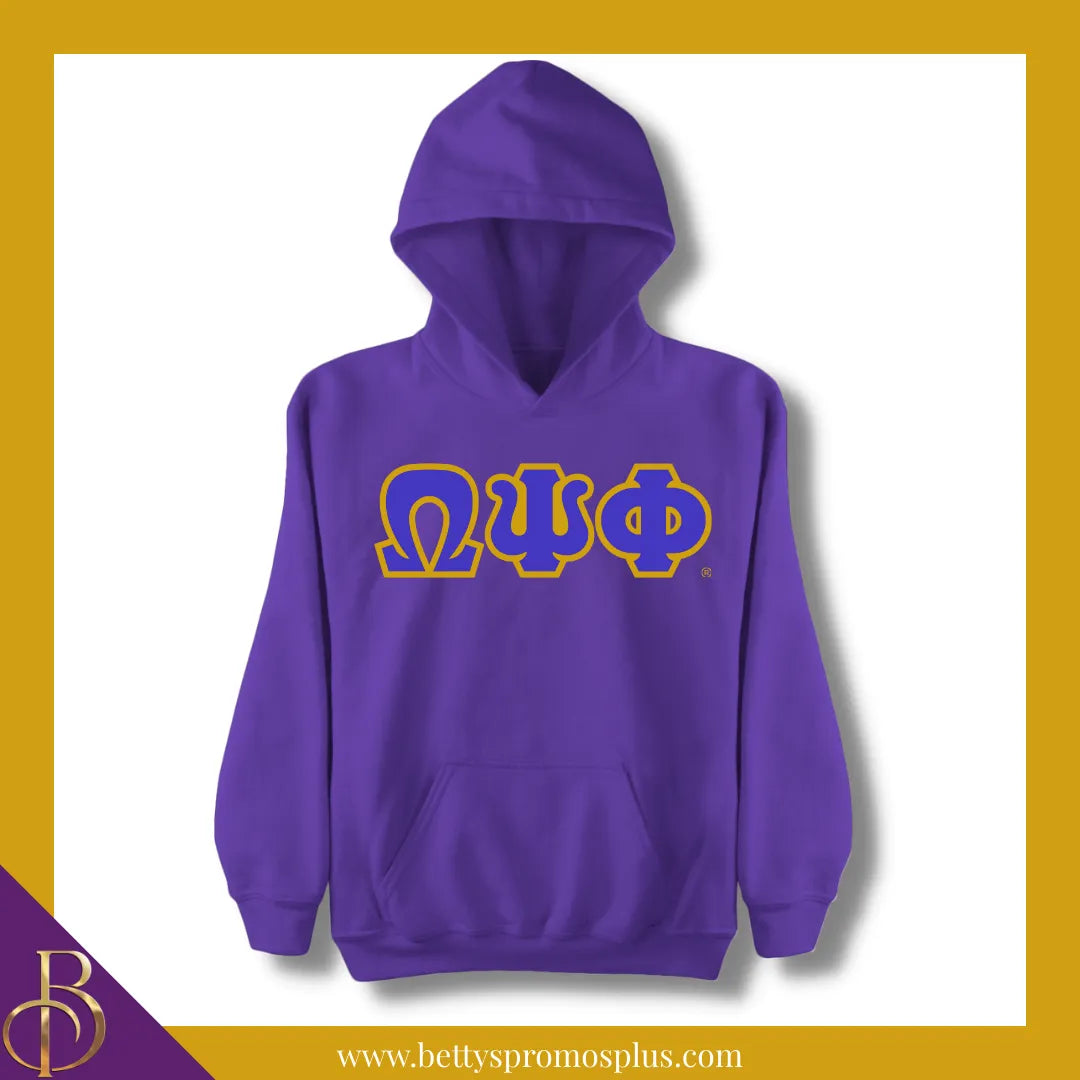 Omega Psi Phi ΩΨΦ Applique Embroidered Greek Letter Pullover Hoodie Sweatshirt-Purple-Small-Omega Psi Phi Paraphernalia-Omega Psi Phi Hoodie-Betty's Promos Plus