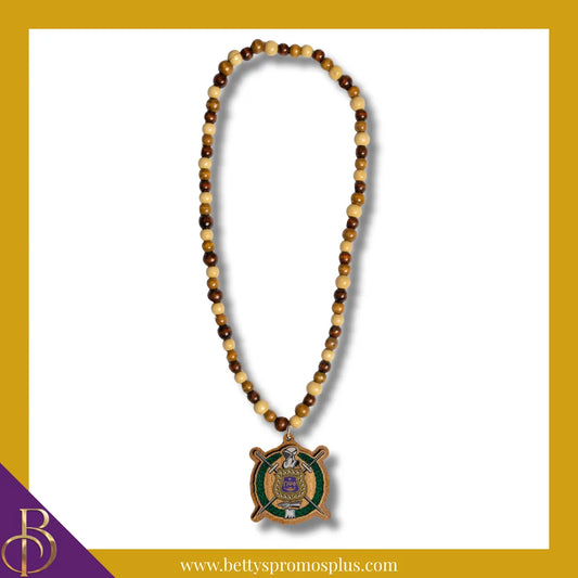 Omega Psi Phi ΩΨΦ Beaded Tiki Necklace with Raised Crest-Brown-Omega Psi Phi Paraphernalia-Omega Psi Phi Tiki Necklace-Betty's Promos Plus