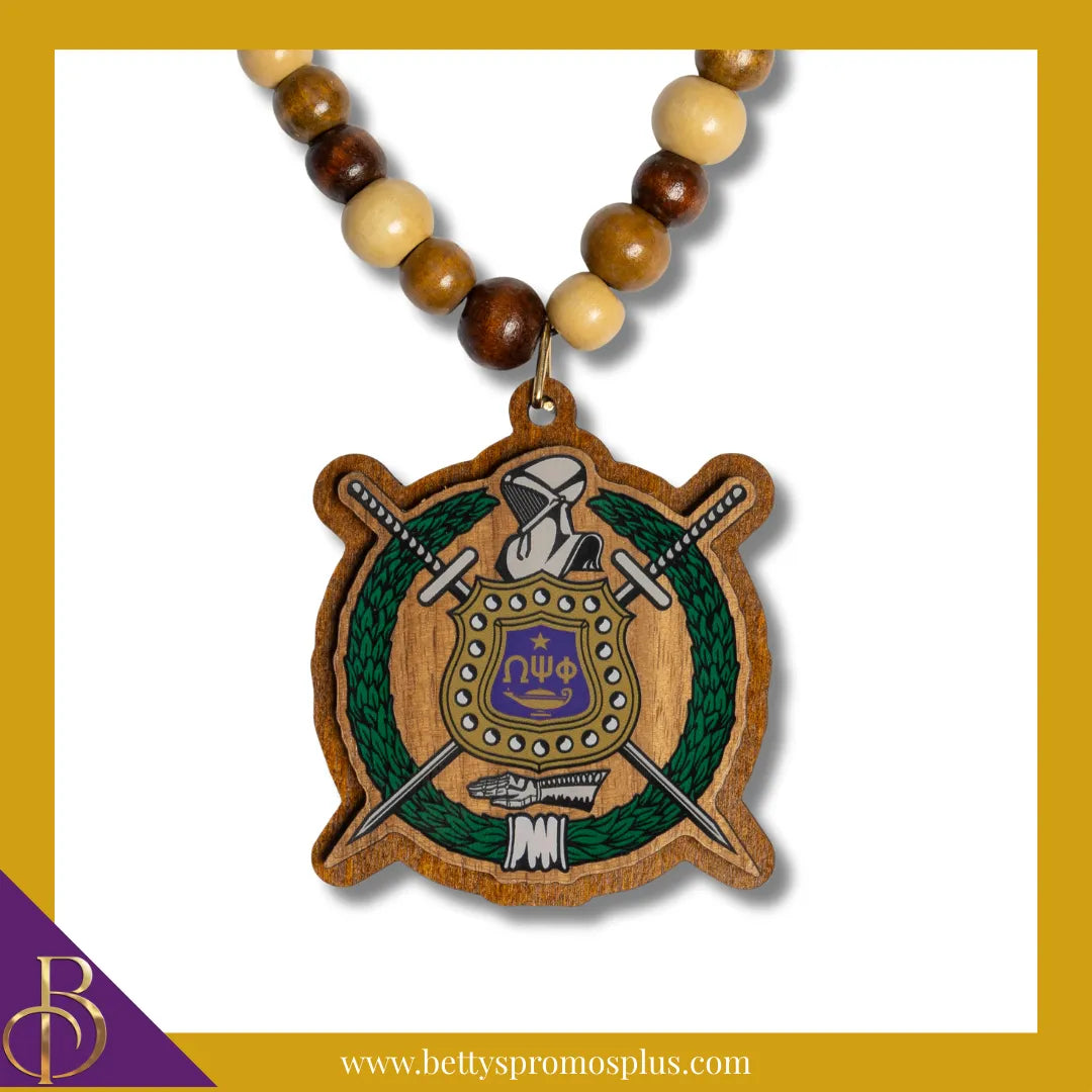 Omega Psi Phi ΩΨΦ Beaded Tiki Necklace with Raised Crest-Omega Psi Phi Paraphernalia-Omega Psi Phi Tiki Necklace-Betty's Promos Plus