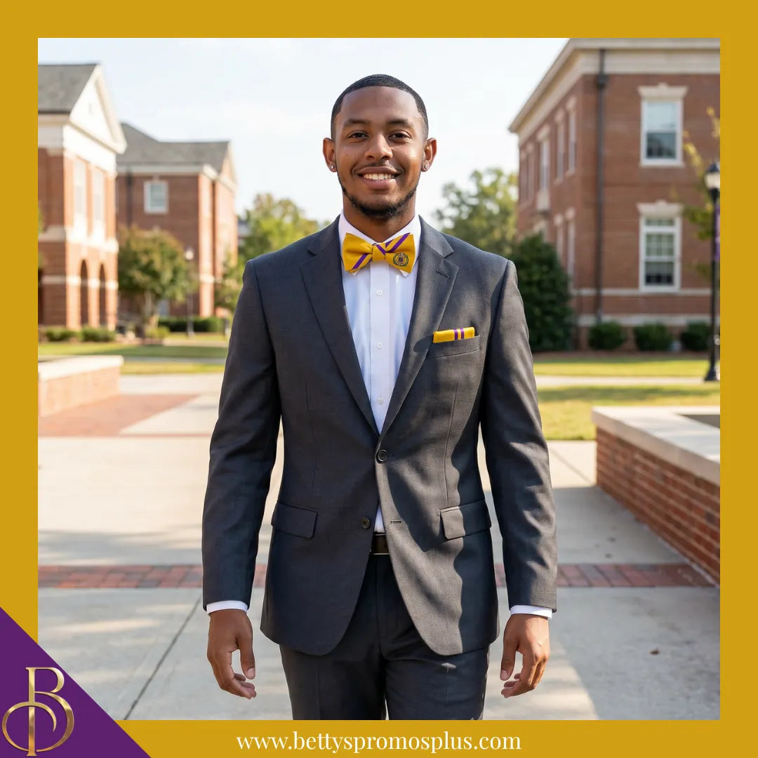 Omega Psi Phi ΩΨΦ Bow Tie and Pocket Square Combo-Omega Psi Phi Paraphernalia-Omega Psi Phi Bow Tie Set-Betty's Promos Plus