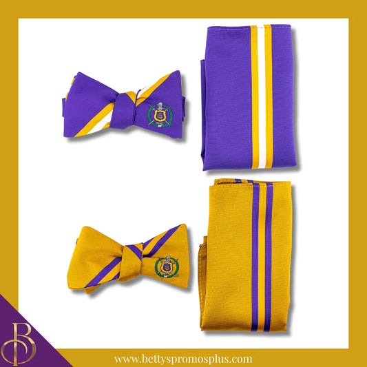 Omega Psi Phi ΩΨΦ Bow Tie and Pocket Square Combo-Omega Psi Phi Paraphernalia-Omega Psi Phi Bow Tie Set-Betty's Promos Plus
