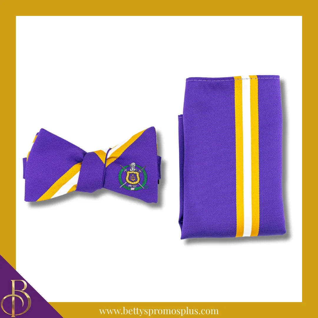 Omega Psi Phi ΩΨΦ Bow Tie and Pocket Square Combo-Purple-Omega Psi Phi Paraphernalia-Omega Psi Phi Bow Tie Set-Betty's Promos Plus