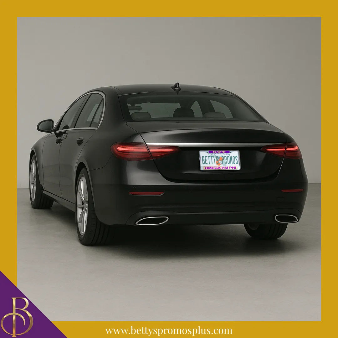 Omega Psi Phi ΩΨΦ Chrome Laser Engraved Mirrored Acrylic License Plate Frame-Omega Psi Phi Paraphernalia-Omega Psi Phi Auto Tag Frame-Betty's Promos Plus