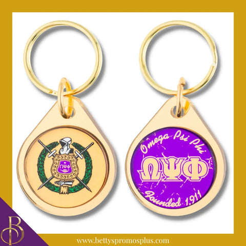 Omega Psi Phi ΩΨΦ Circular Acrylic Keychain with Shield or Greek Letters-Omega Psi Phi Paraphernalia-Omega Psi Phi Keychain-Betty's Promos Plus