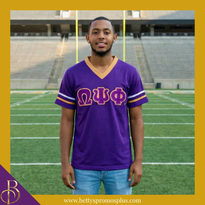 Omega Psi Phi ΩΨΦ Double Stitched Appliqué Embroidered Jersey T-Shirt-Omega Psi Phi Paraphernalia-Omega Psi Phi T-Shirts-Betty's Promos Plus