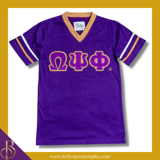 Omega Psi Phi ΩΨΦ Double Stitched Appliqué Embroidered Jersey T-Shirt-Purple-Small-Omega Psi Phi Paraphernalia-Omega Psi Phi T-Shirts-Betty's Promos Plus