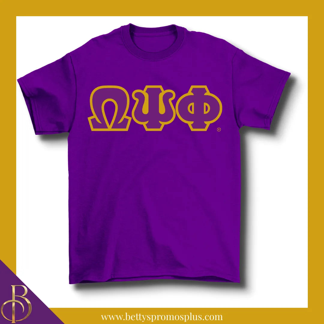Omega Psi Phi ΩΨΦ Double Stitched Appliqué Embroidered Line T-Shirt-Omega Psi Phi Paraphernalia-Omega Psi Phi T-Shirts-Betty's Promos Plus