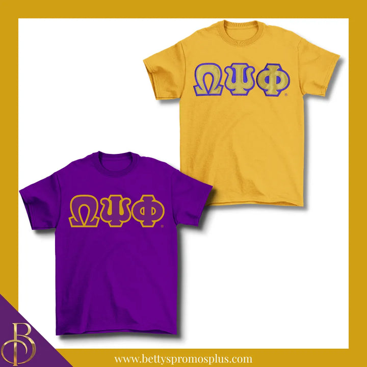 Omega Psi Phi ΩΨΦ Double Stitched Appliqué Embroidered Line T-Shirt