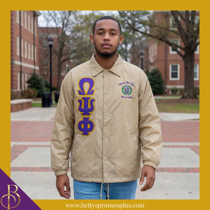 Omega Psi Phi ΩΨΦ Double-Stitched Embroidered Windbreaker Line Jacket-Omega Psi Phi Paraphernalia-Omega Psi Phi Line Jacket-Betty's Promos Plus