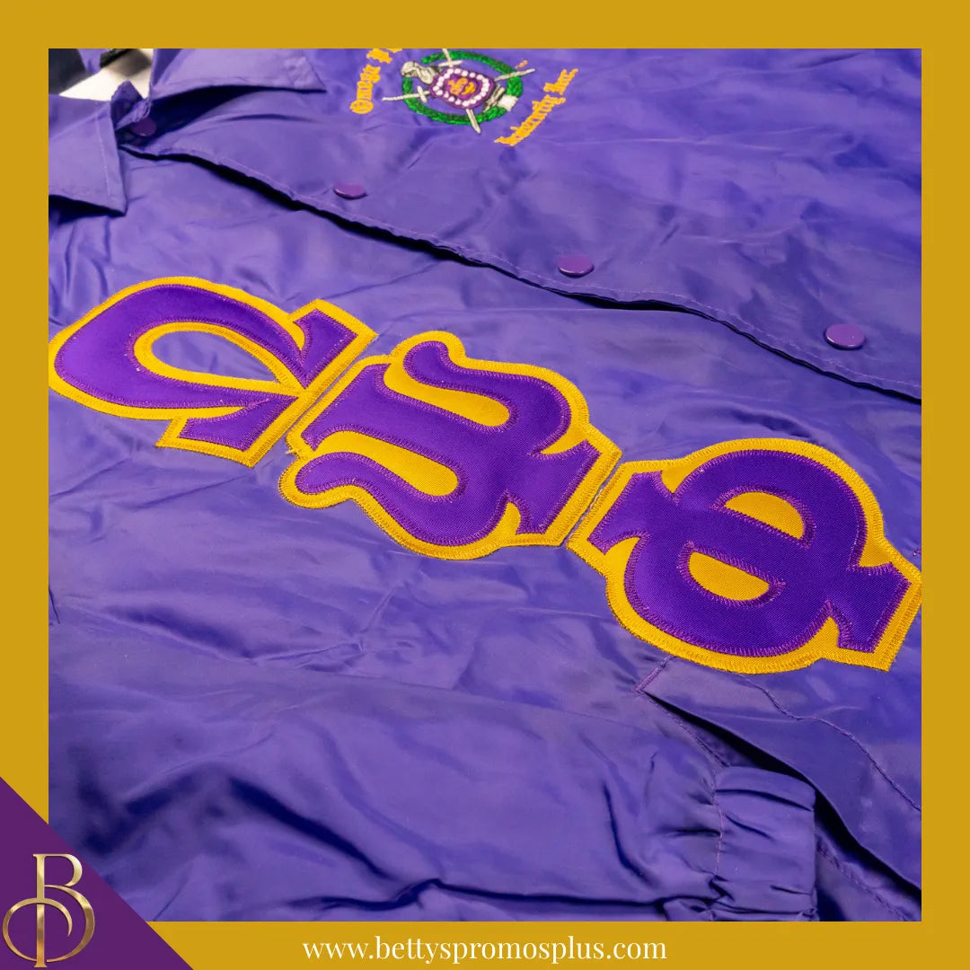 Omega Psi Phi ΩΨΦ Double-Stitched Embroidered Windbreaker Line Jacket-Omega Psi Phi Paraphernalia-Omega Psi Phi Line Jacket-Betty's Promos Plus