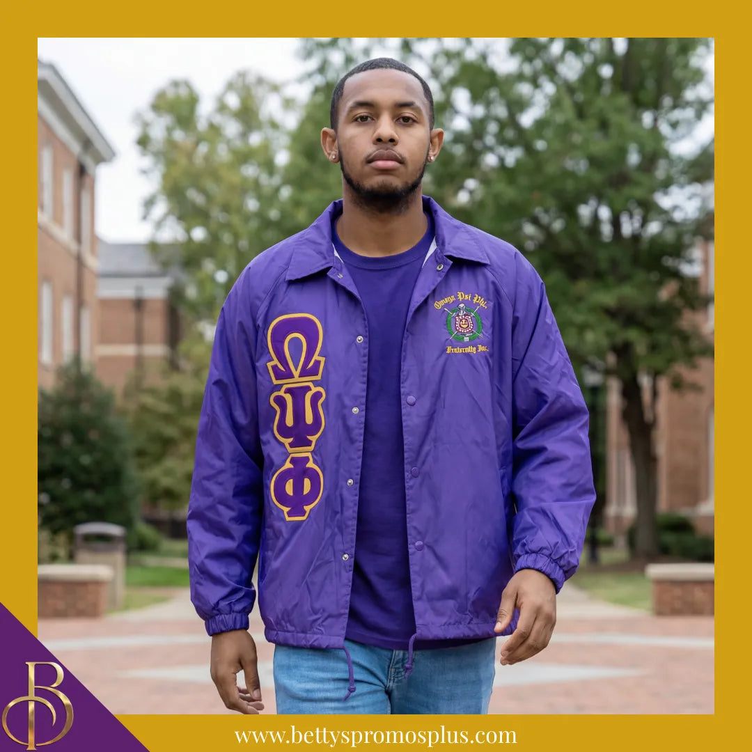 Omega Psi Phi ΩΨΦ Double-Stitched Embroidered Windbreaker Line Jacket-Omega Psi Phi Paraphernalia-Omega Psi Phi Line Jacket-Betty's Promos Plus