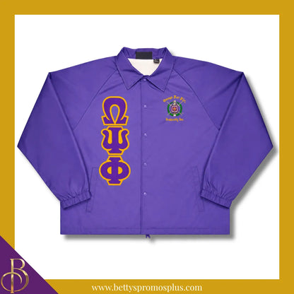 Omega Psi Phi ΩΨΦ Double-Stitched Embroidered Windbreaker Line Jacket-Omega Psi Phi Paraphernalia-Omega Psi Phi Line Jacket-Betty's Promos Plus