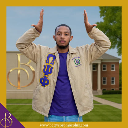 Omega Psi Phi ΩΨΦ Double-Stitched Embroidered Windbreaker Line Jacket-Omega Psi Phi Paraphernalia-Omega Psi Phi Line Jacket-Betty's Promos Plus