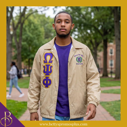 Omega Psi Phi ΩΨΦ Double-Stitched Embroidered Windbreaker Line Jacket-Omega Psi Phi Paraphernalia-Omega Psi Phi Line Jacket-Betty's Promos Plus