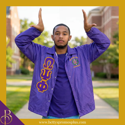 Omega Psi Phi ΩΨΦ Double-Stitched Embroidered Windbreaker Line Jacket-Omega Psi Phi Paraphernalia-Omega Psi Phi Line Jacket-Betty's Promos Plus