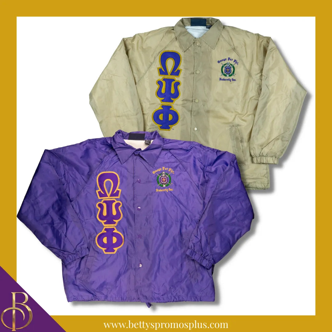 Omega Psi Phi ΩΨΦ Double-Stitched Embroidered Windbreaker Line Jacket-Omega Psi Phi Paraphernalia-Omega Psi Phi Line Jacket-Betty's Promos Plus