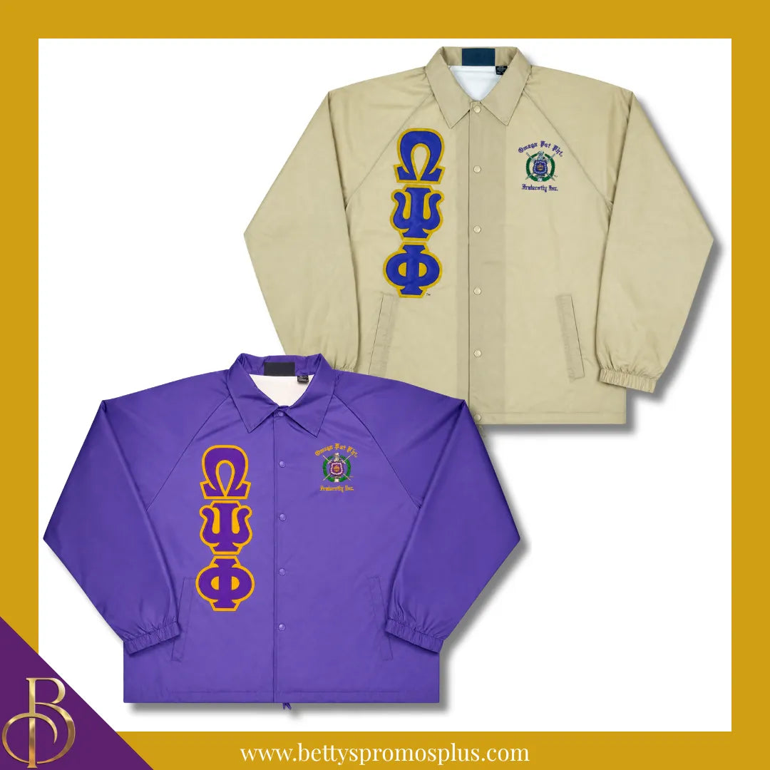 Omega Psi Phi ΩΨΦ Double-Stitched Embroidered Windbreaker Line Jacket-Omega Psi Phi Paraphernalia-Omega Psi Phi Line Jacket-Betty's Promos Plus