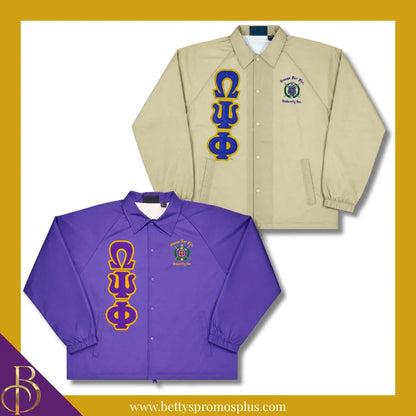 Omega Psi Phi ΩΨΦ Double-Stitched Embroidered Windbreaker Line Jacket-Omega Psi Phi Paraphernalia-Omega Psi Phi Line Jacket-Betty's Promos Plus