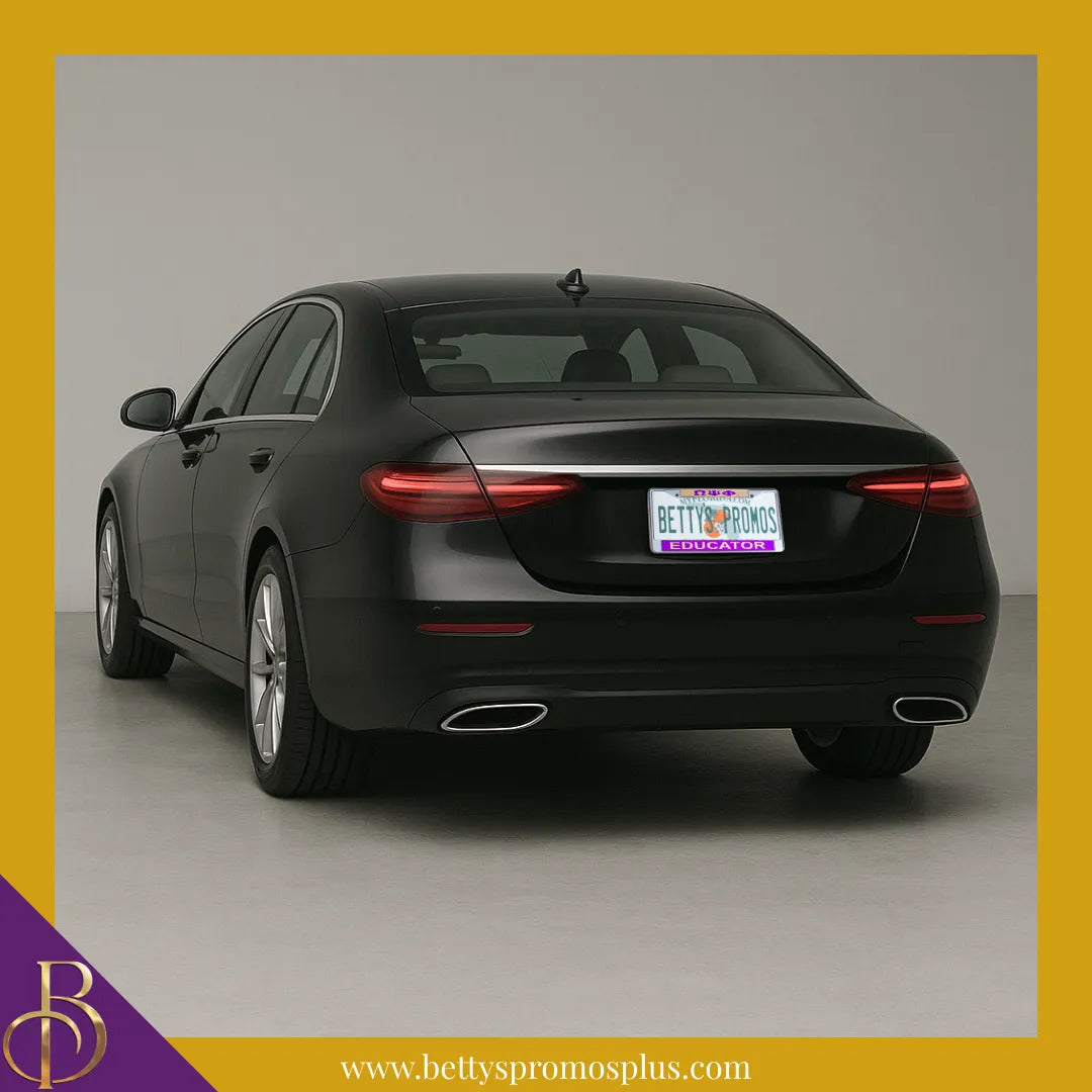 Omega Psi Phi ΩΨΦ Educator Chrome Laser Engraved Mirrored Acrylic Auto Tag License Plate Frame-Omega Psi Phi Paraphernalia-Omega Psi Phi Auto Tag Frame-Betty's Promos Plus