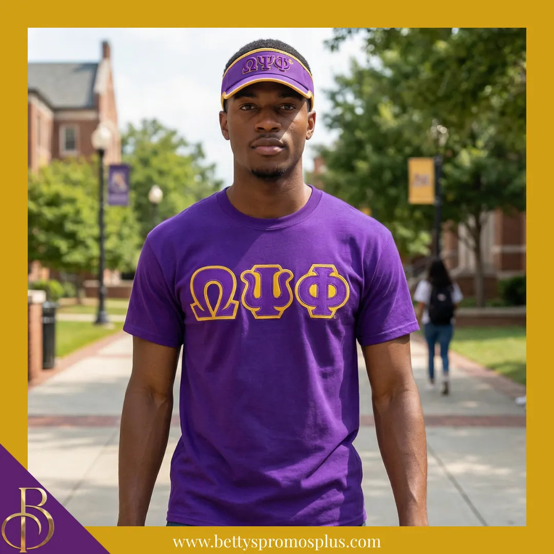 Omega Psi Phi ΩΨΦ Embroidered Greek Letter Featherlight Moisture Wicking Visor-Omega Psi Phi Paraphernalia-Omega Psi Phi Visor-Betty's Promos Plus