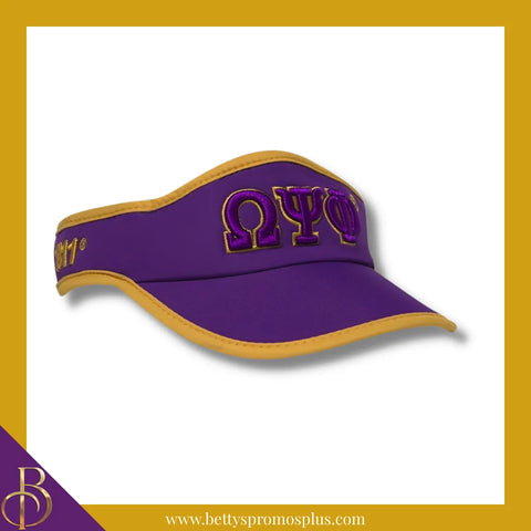 Omega Psi Phi ΩΨΦ Embroidered Greek Letter Featherlight Moisture Wicking Visor-Purple-Omega Psi Phi Paraphernalia-Omega Psi Phi Visor-Betty's Promos Plus