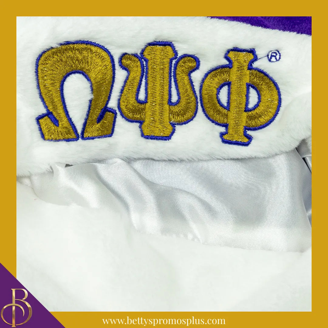 Omega Psi Phi ΩΨΦ Embroidered Greek Letters Deluxe Santa Hat-Omega Psi Phi Paraphernalia-Omega Psi Phi Hats-Betty's Promos Plus