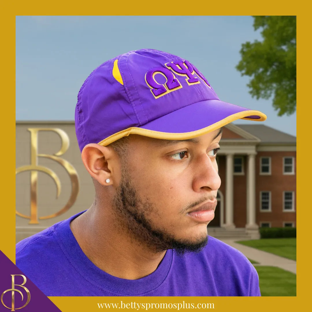 Omega Psi Phi ΩΨΦ Embroidered Greek Letters Featherlight Moisture Wicking Hat-Omega Psi Phi Paraphernalia-Omega Psi Phi Hats-Betty's Promos Plus