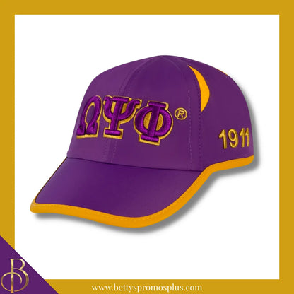 Omega Psi Phi ΩΨΦ Embroidered Greek Letters Featherlight Moisture Wicking Hat-Purple-Omega Psi Phi Paraphernalia-Omega Psi Phi Hats-Betty's Promos Plus