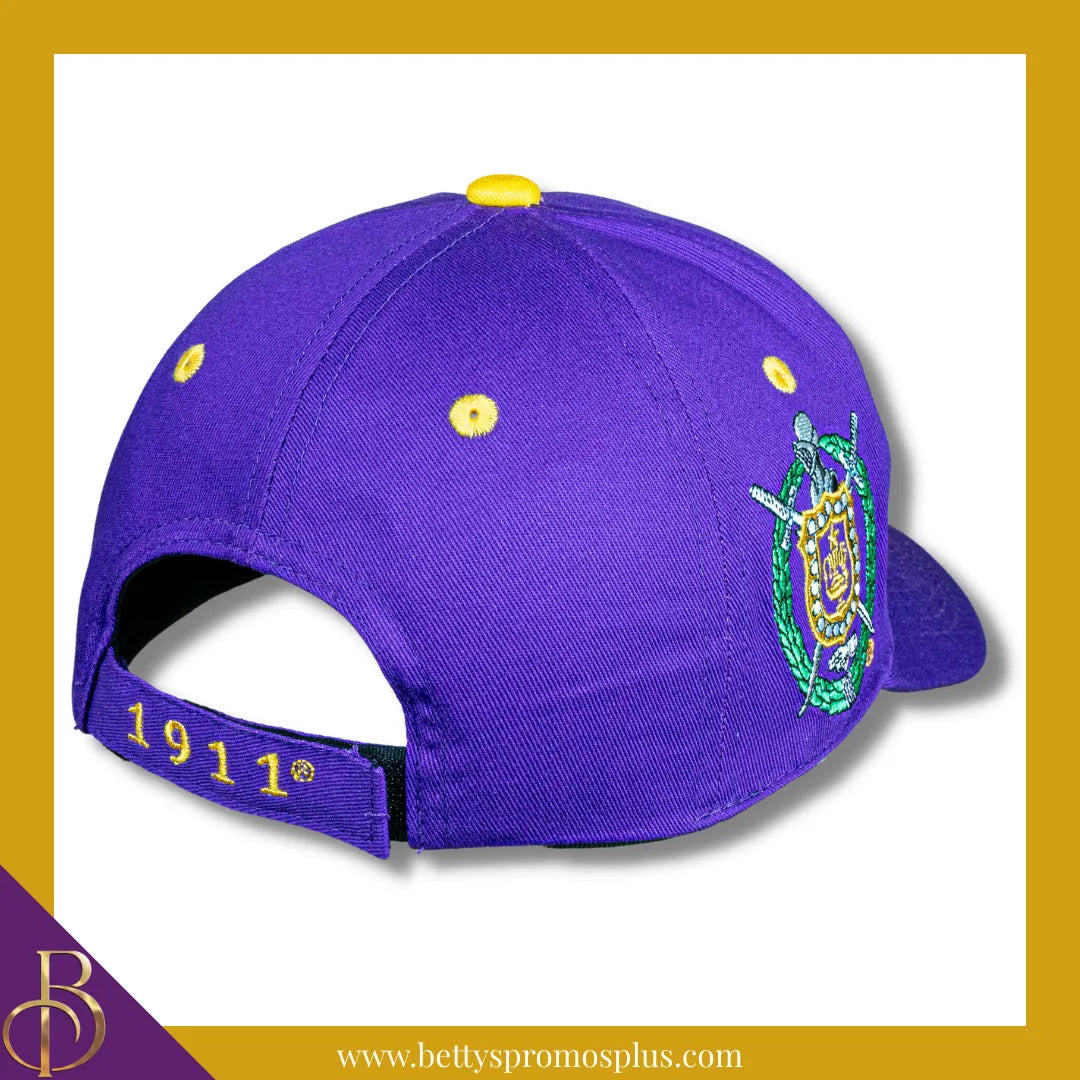 Omega Psi Phi ΩΨΦ Embroidered Shield Baseball Cap-Omega Psi Phi Paraphernalia-Omega Psi Phi Hats-Betty's Promos Plus