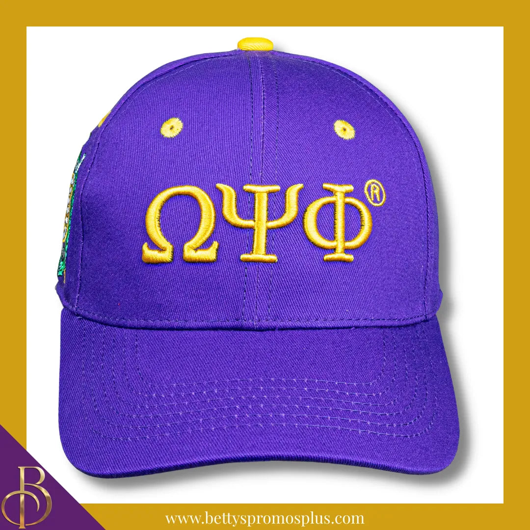Omega Psi Phi ΩΨΦ Embroidered Shield Baseball Cap-Omega Psi Phi Paraphernalia-Omega Psi Phi Hats-Betty's Promos Plus