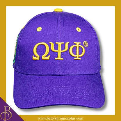 Omega Psi Phi ΩΨΦ Embroidered Shield Baseball Cap-Omega Psi Phi Paraphernalia-Omega Psi Phi Hats-Betty's Promos Plus