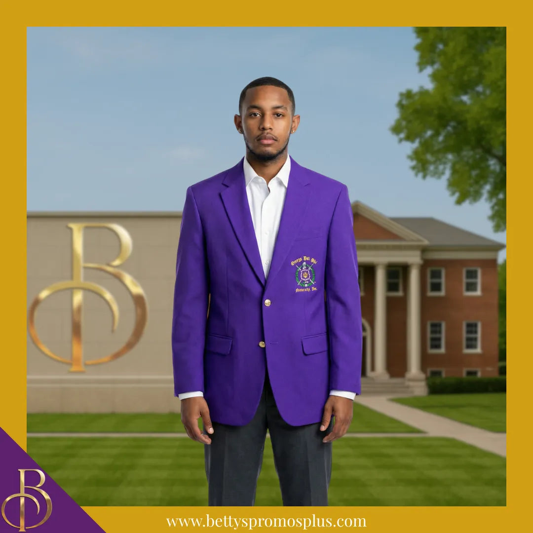 Omega Psi Phi ΩΨΦ Embroidered Shield Crest Blazer Sport Coat-Omega Psi Phi Paraphernalia-Omega Psi Phi Blazers-Betty's Promos Plus