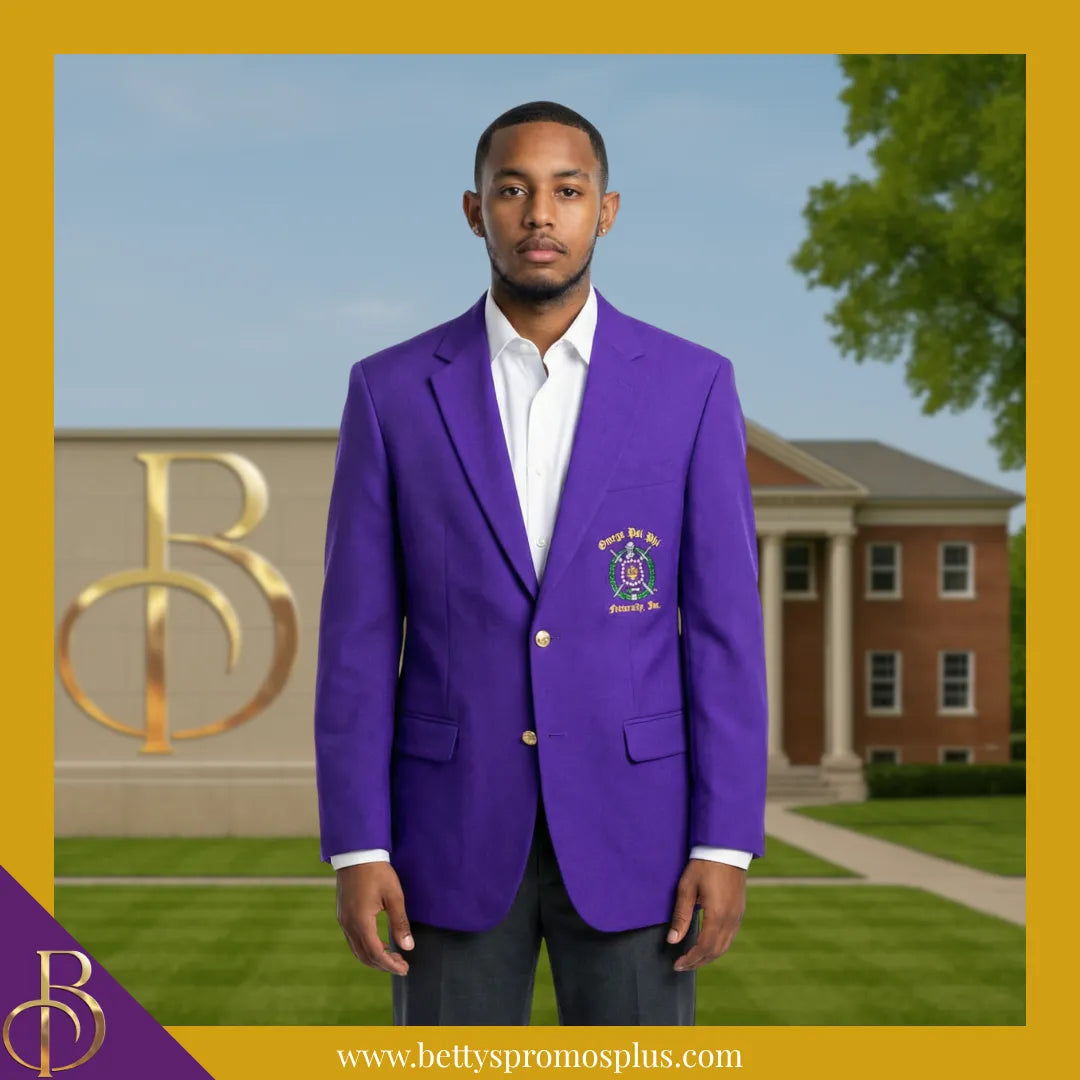 Omega Psi Phi ΩΨΦ Embroidered Shield Crest Blazer Sport Coat-Omega Psi Phi Paraphernalia-Omega Psi Phi Blazers-Betty's Promos Plus