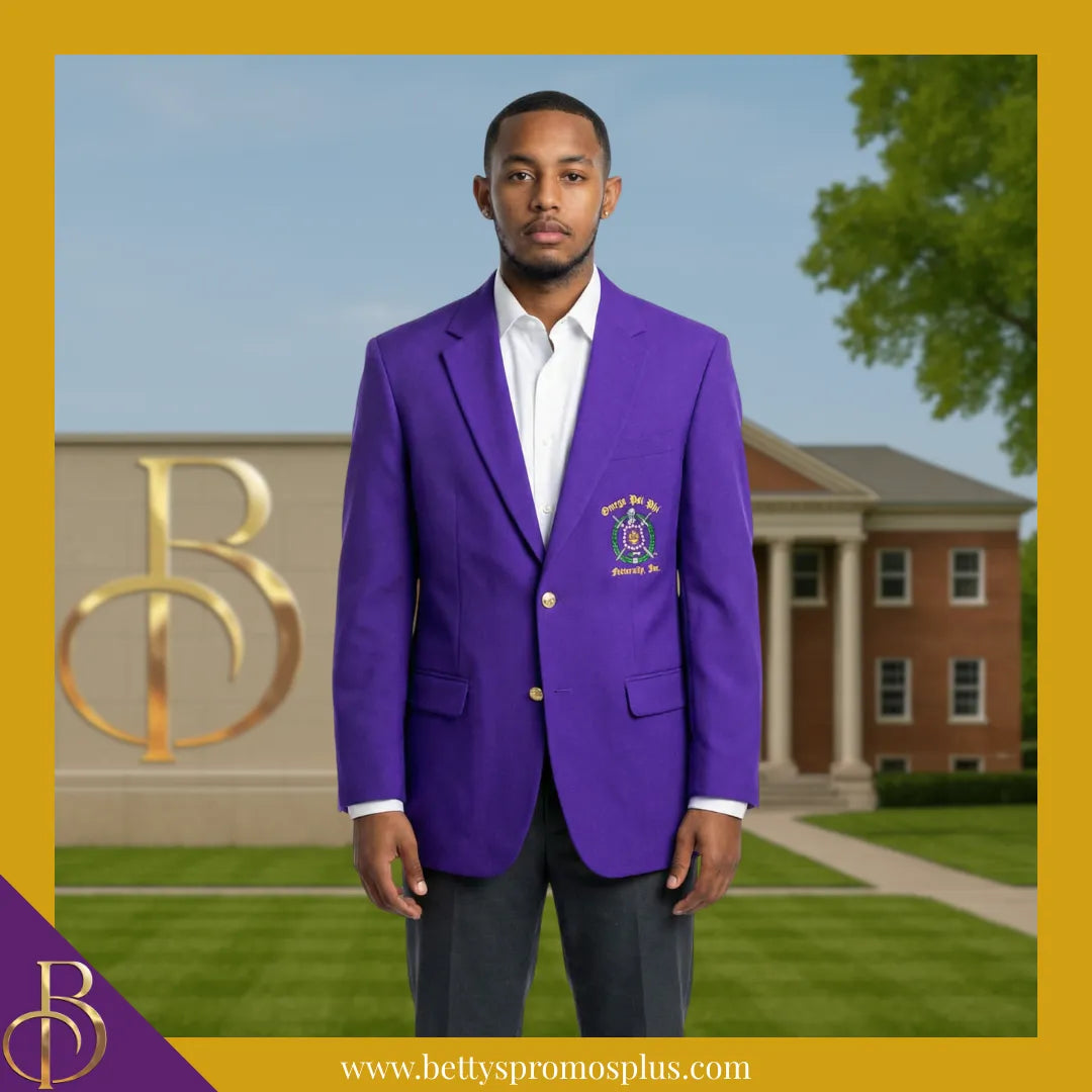 Omega Psi Phi ΩΨΦ Embroidered Shield Crest Blazer Sport Coat – Betty's ...