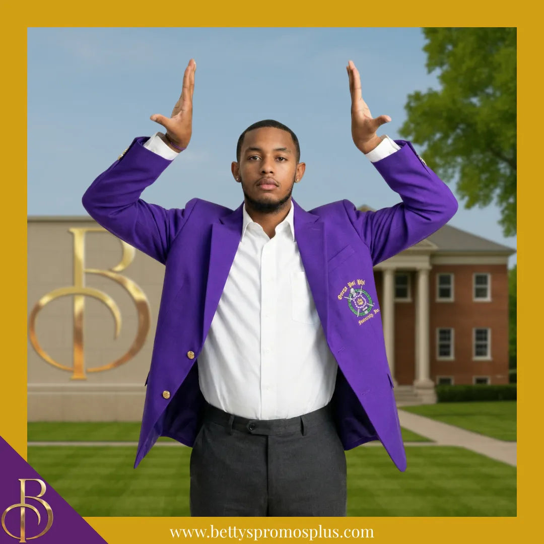 Omega Psi Phi ΩΨΦ Embroidered Shield Crest Blazer Sport Coat-Omega Psi Phi Paraphernalia-Omega Psi Phi Blazers-Betty's Promos Plus