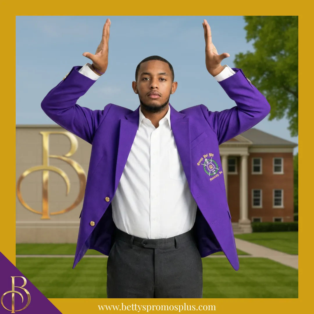 Omega Psi Phi ΩΨΦ Embroidered Shield Crest Blazer Sport Coat-Omega Psi Phi Paraphernalia-Omega Psi Phi Blazers-Betty's Promos Plus