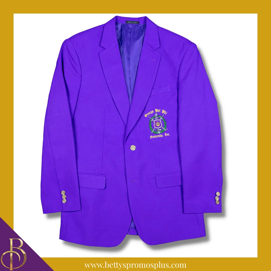 Omega Psi Phi ΩΨΦ Embroidered Shield Crest Blazer Sport Coat-Omega Psi Phi Paraphernalia-Omega Psi Phi Blazers-Betty's Promos Plus