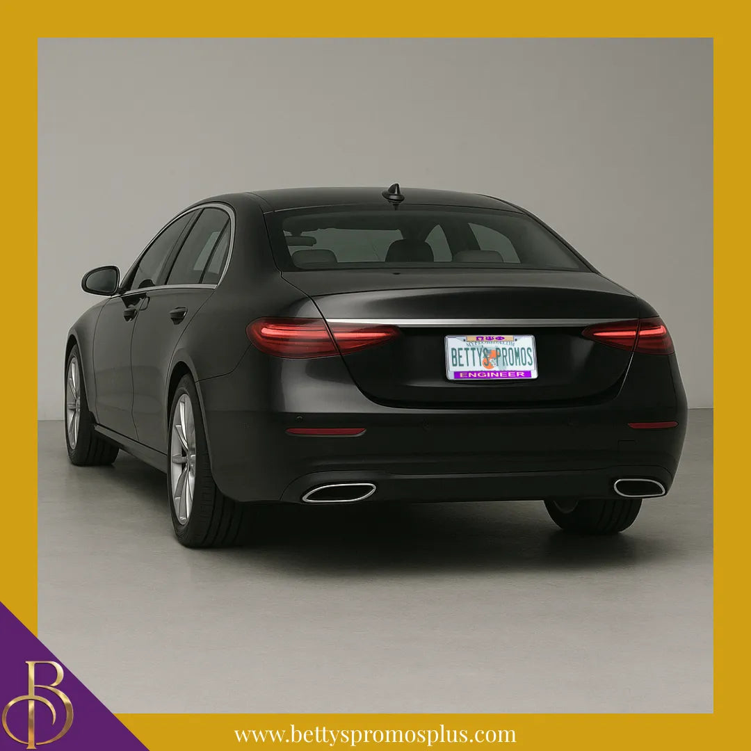 Omega Psi Phi ΩΨΦ Engineer Chrome Laser Engraved Mirrored Acrylic Auto Tag License Plate Frame-Omega Psi Phi Paraphernalia-Omega Psi Phi Auto Tag Frame-Betty's Promos Plus