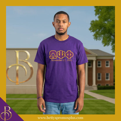 Omega Psi Phi ΩΨΦ Founding Date Screen Printed T-Shirt-Omega Psi Phi Paraphernalia-Omega Psi Phi T-Shirts-Betty's Promos Plus